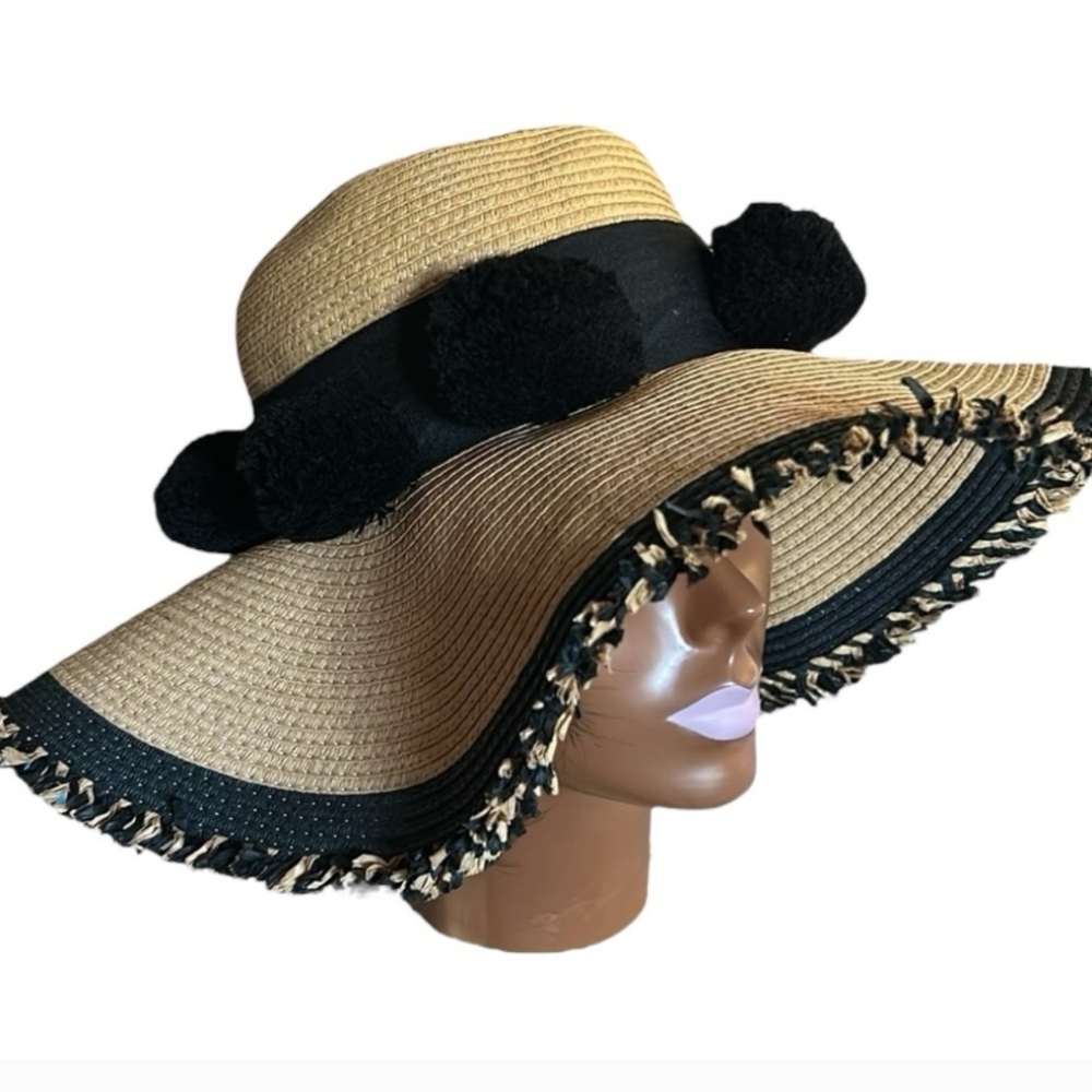 Stylish Kids Straw Hat with Black Accents